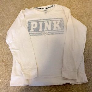 Pink White crew neck